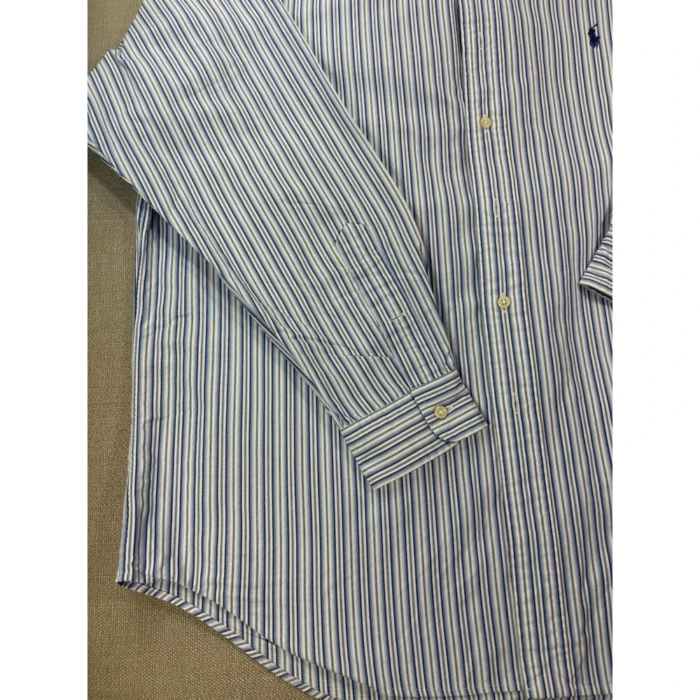 Polo Ralph Lauren Men's Blake White Blue Long Sleeve Button Down Size L